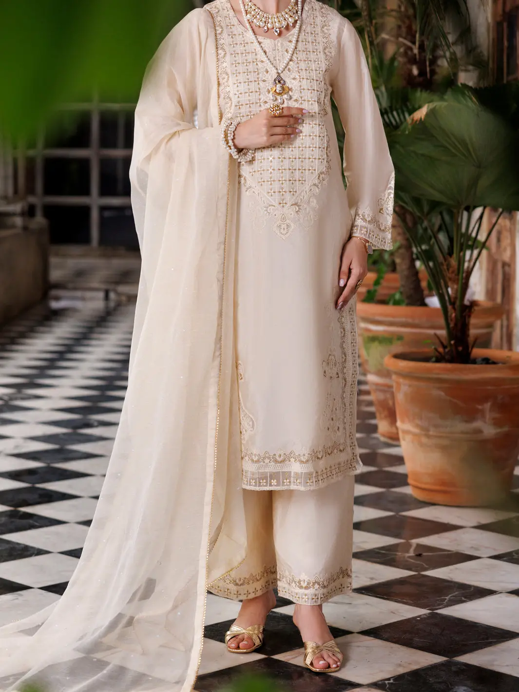 Off White Raw Silk Formal 3Pc Stitched - Al-3Ps-Ls-504 1