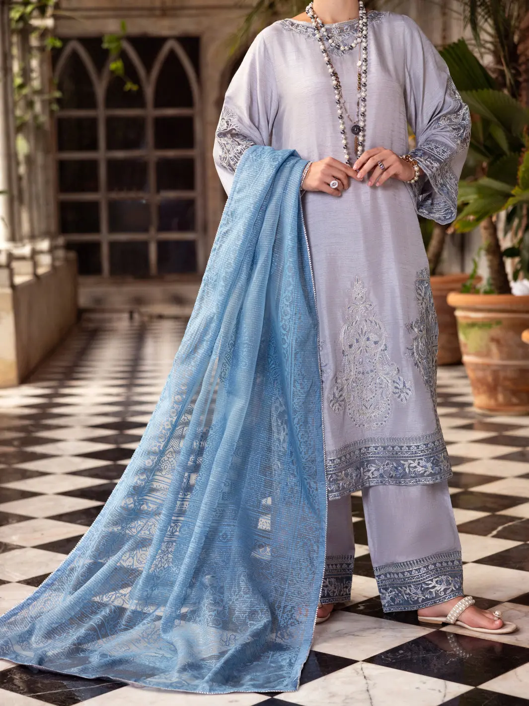 Grey Sheesha Silk Formal 3Pc Stitched - Al-3Ps-Ls-506 1