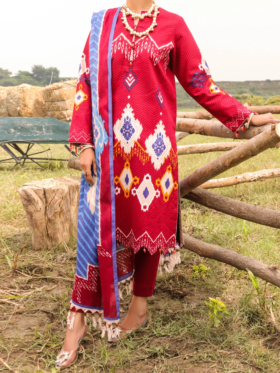 Red Cambric Unstitched 3Pc - Awp-3Ps-508 1