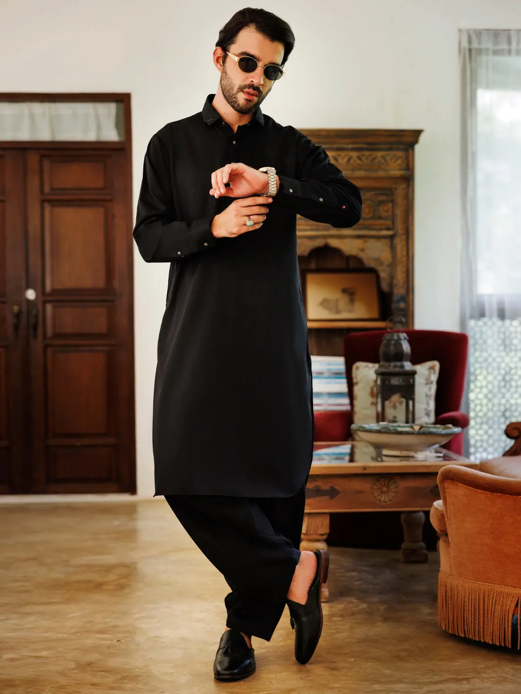 Black Blended Kameez Shalwar - Alwa-Ks-509 1