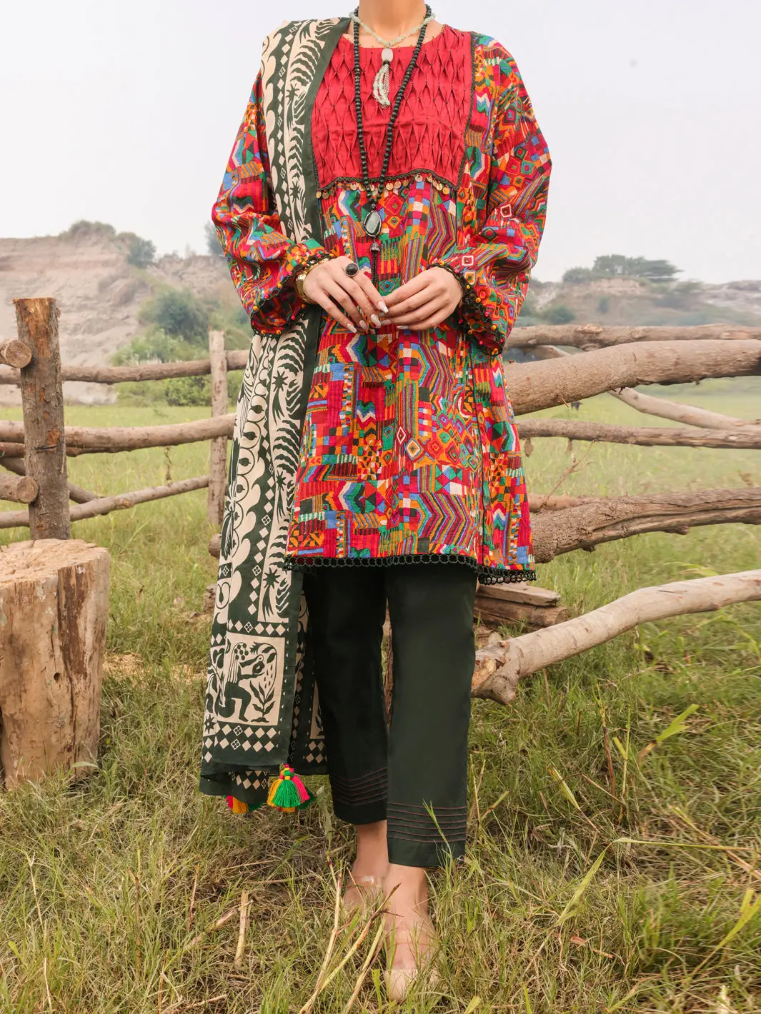 Red Khaddar Unstitched 3Pc - Awp-3Ps-511 1