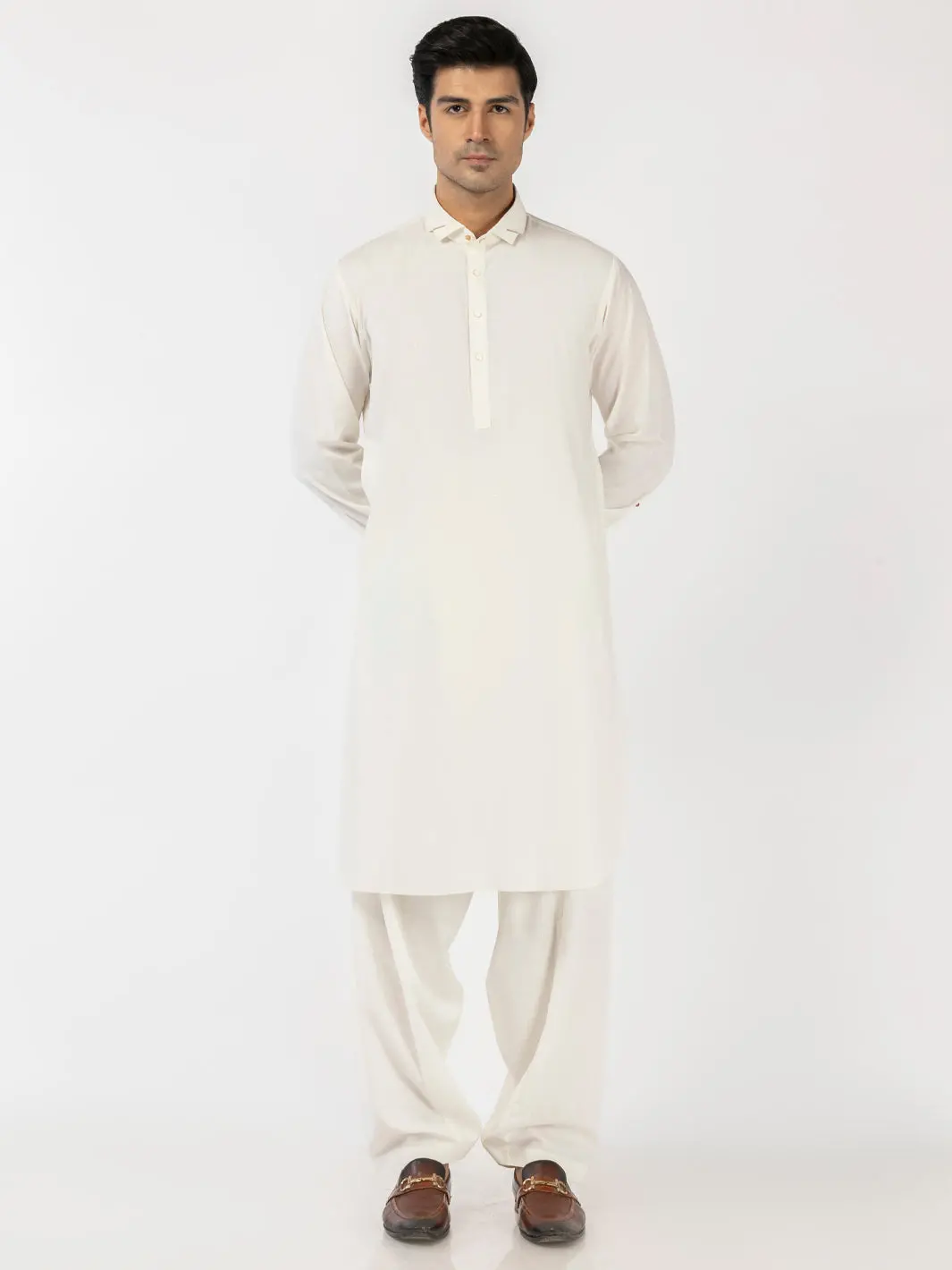 White Blended Kameez Shalwar - Alwa-Ks-512 1