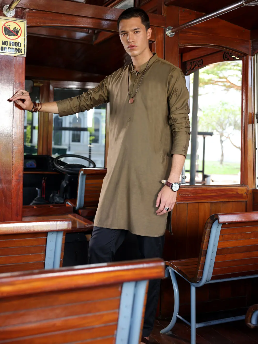 Mehndi Green Cotton Kurta - Al-K-1138 1