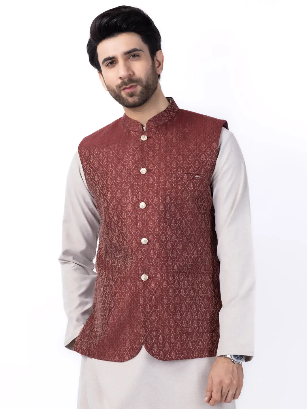 Rust Brown Blended Waistcoat - Al-Wc-537 1