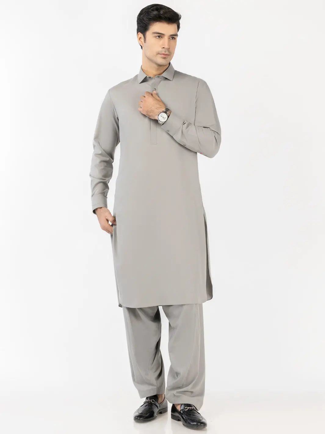 Grey Blended Kameez Shalwar - Alwa-Ks-515A 1