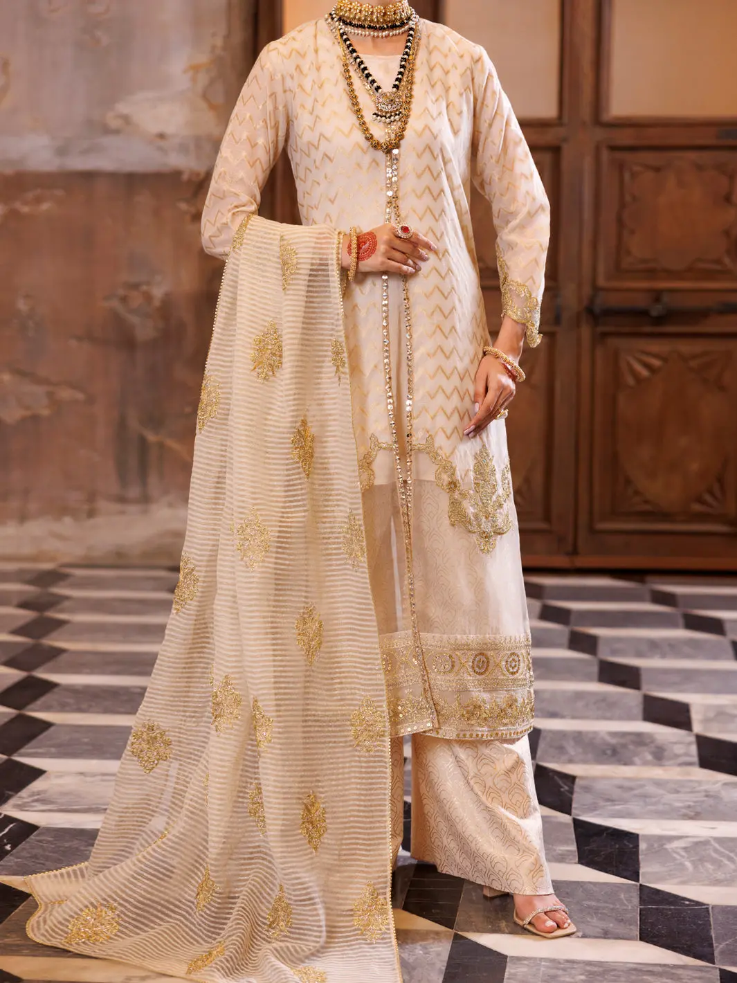 Golden Jacquard Formal 3Pc Stitched - Al-3Ps-Ls-516 1