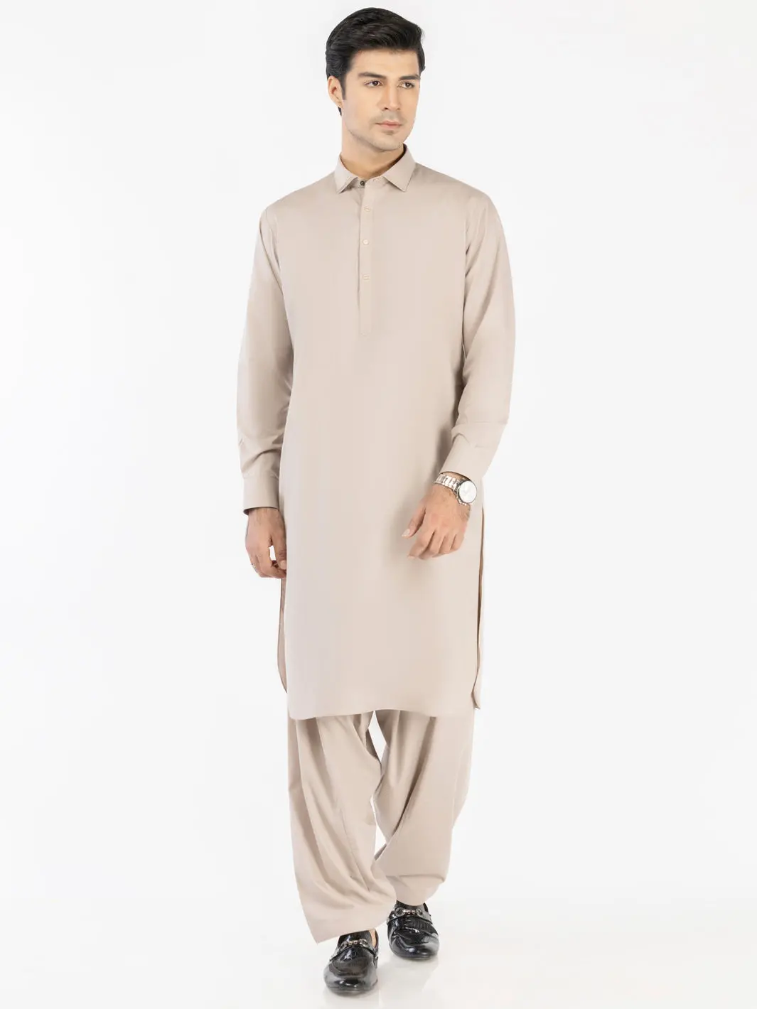 Fawn Blended Kameez Shalwar - Alwa-Ks-516 1