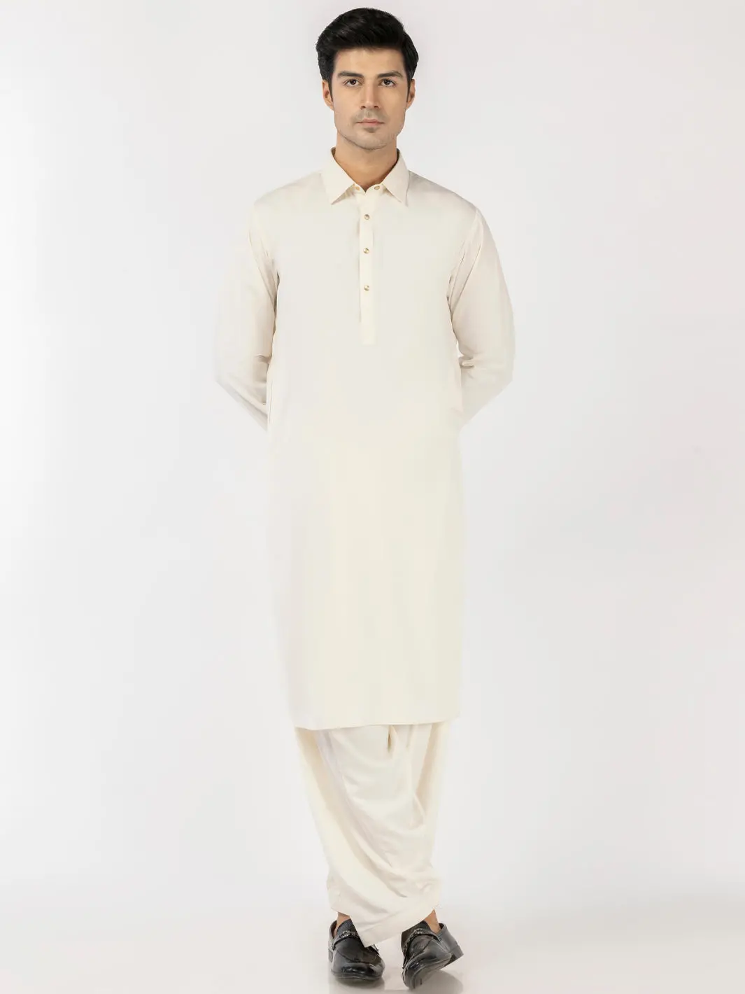 Off White Blended Kameez Shalwar - Alwa-Ks-517 1