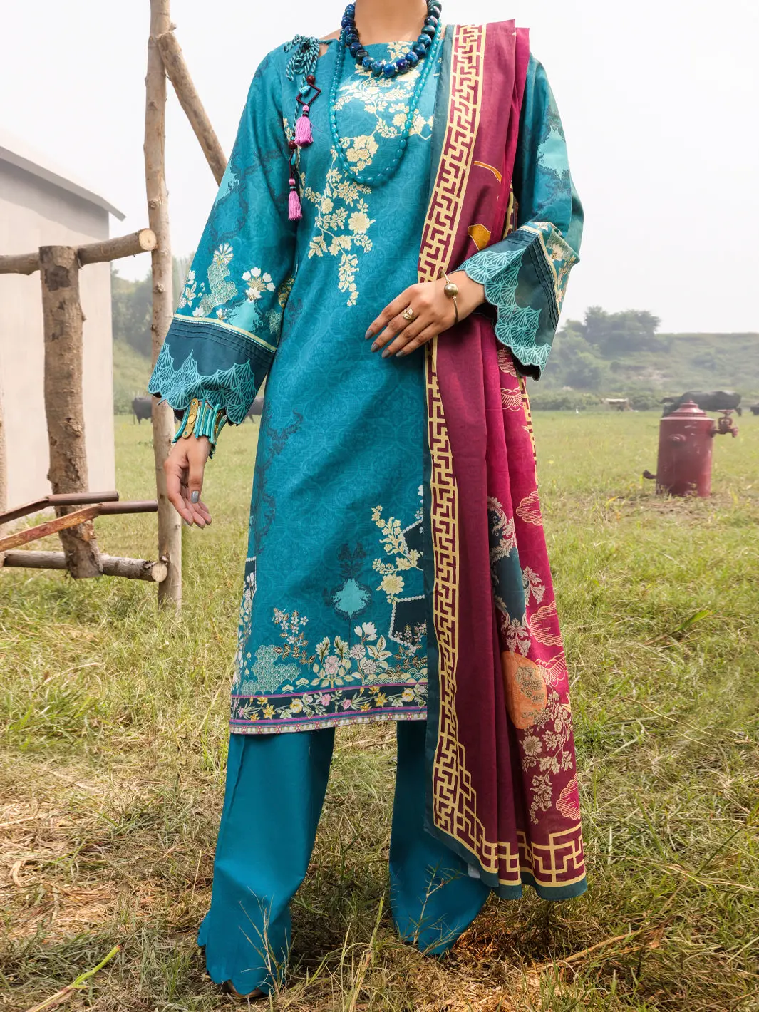 Teal Cambric Unstitched 3Pc - Awp-3Ps-518 1