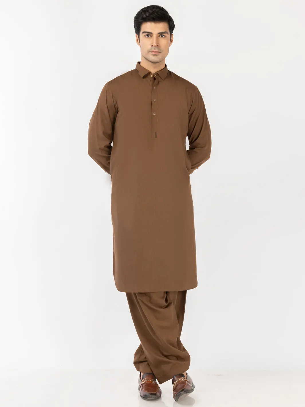 Brown Blended Kameez Shalwar - Alwa-Ks-519 1