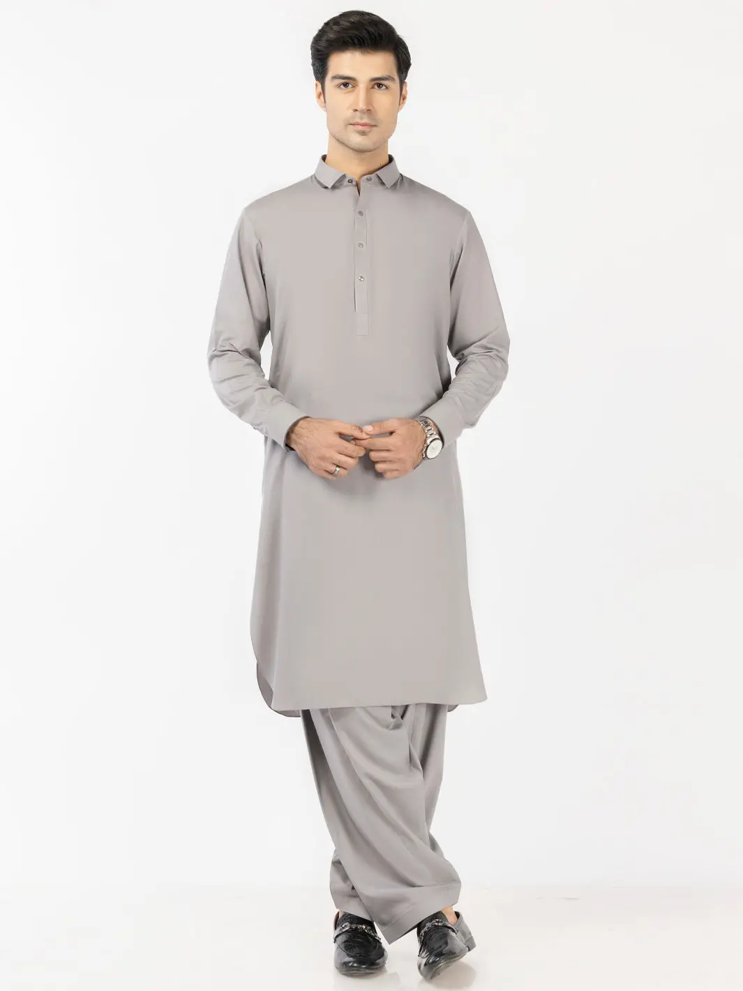 Grey Blended Kameez Shalwar - Alwa-Ks-526 1