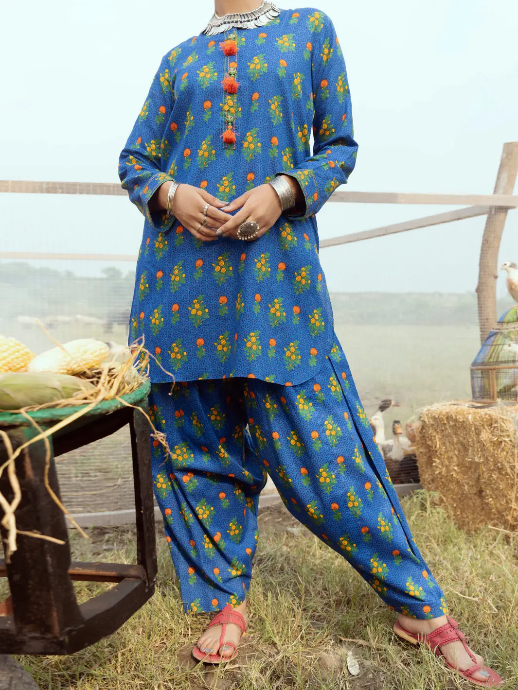 Navy Blue Cambric Unstitched 2Pc - Awp-2Ps-526 1
