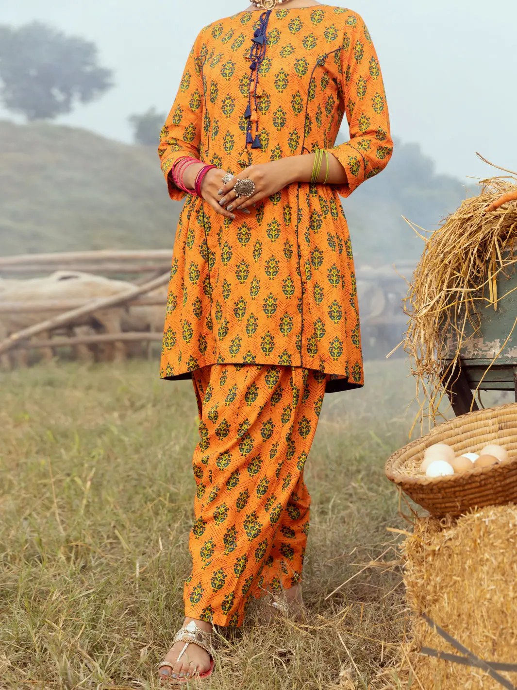 Orange Cambric Unstitched 2Pc - Awp-2Ps-528 1
