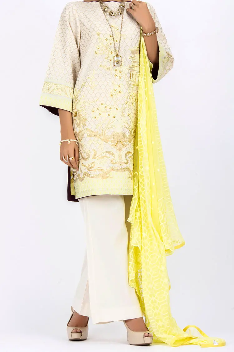 Off White Jacquard 3Pc Stitched - Alp-531 1