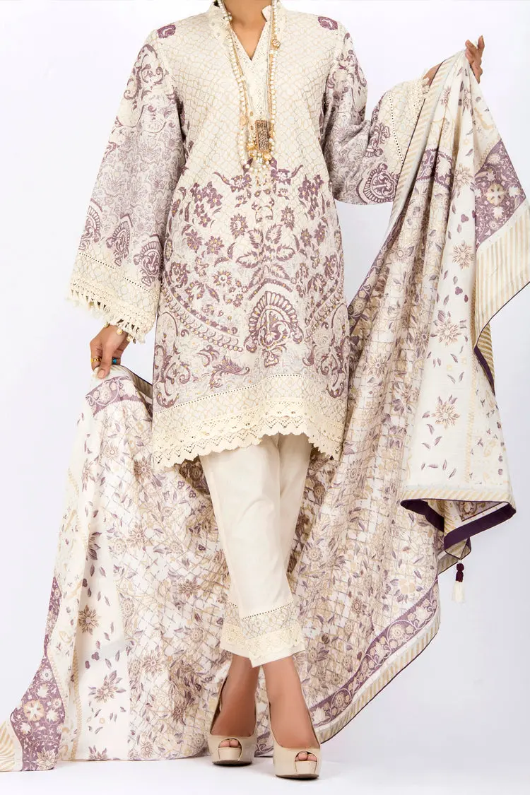 Off White Jacquard 3Pc Stitched - Alp-533 1