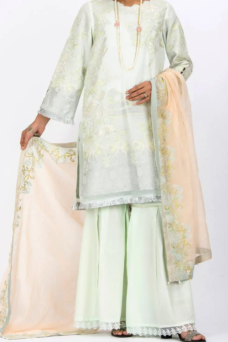 Light Green Jacquard 3Pc Stitched - Alp-535 1