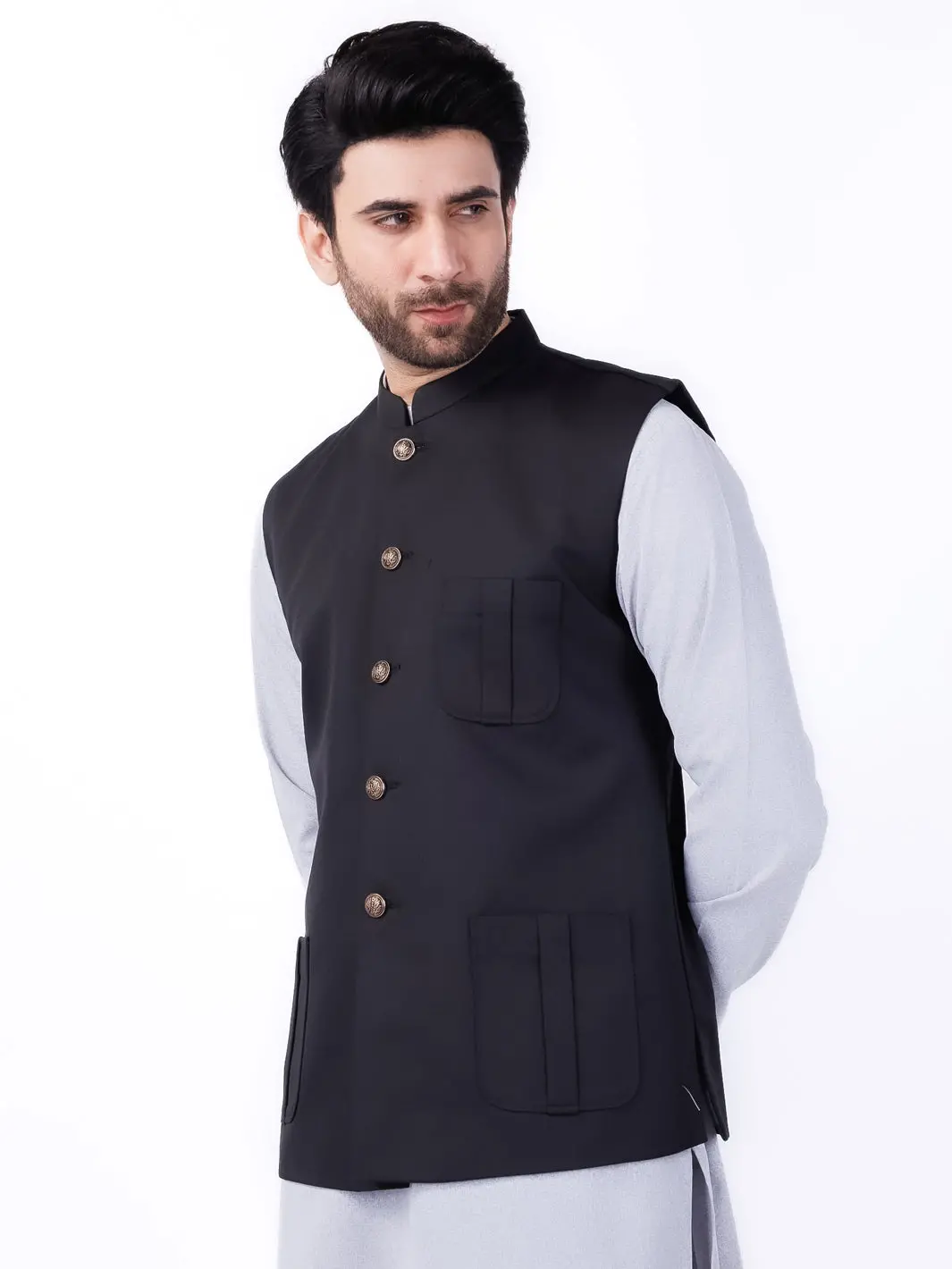 Black Blended Waistcoat - Al-Wc-539B 1