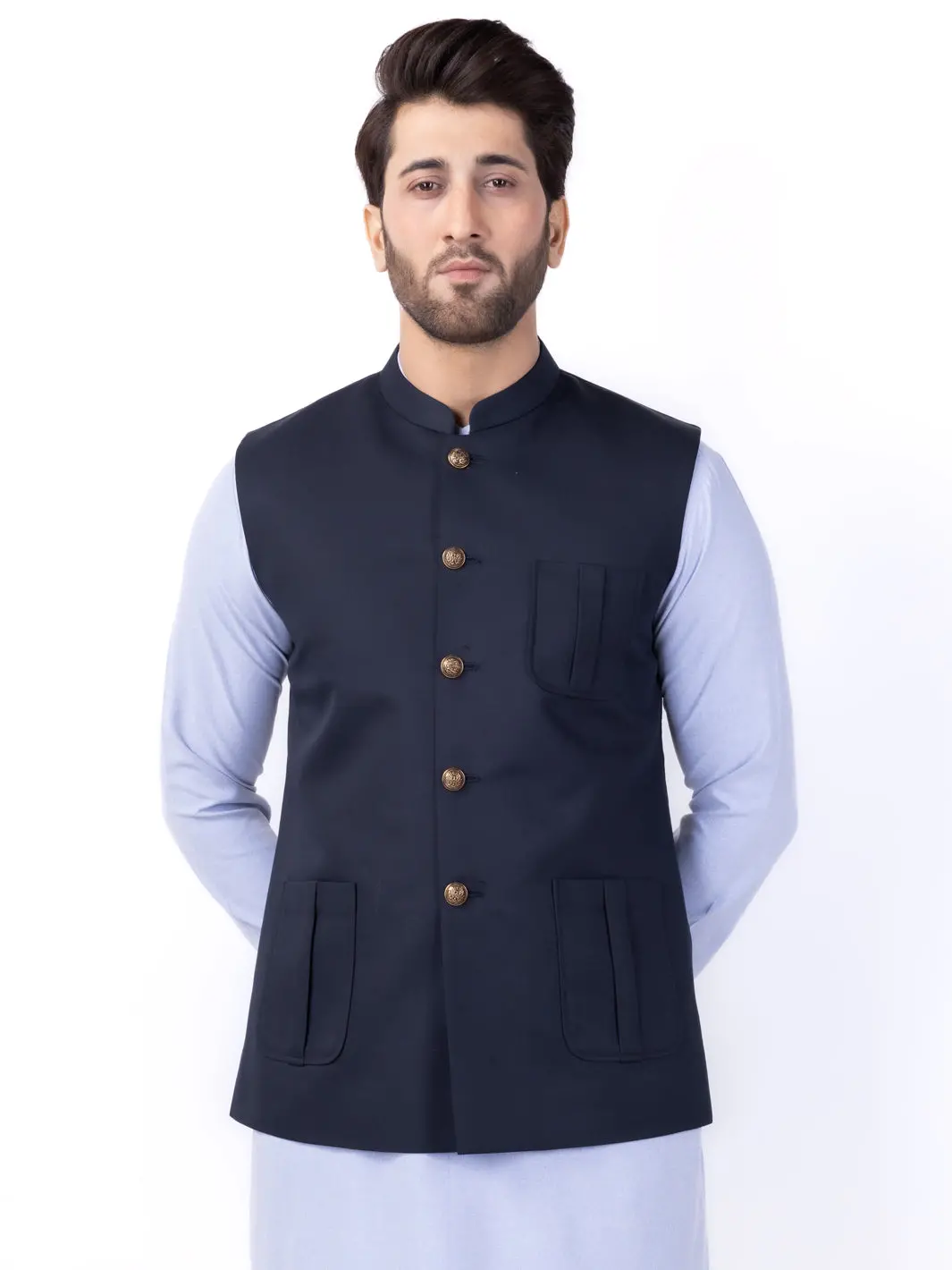 Midnight Blue Blended Waistcoat - Al-Wc-539A 1