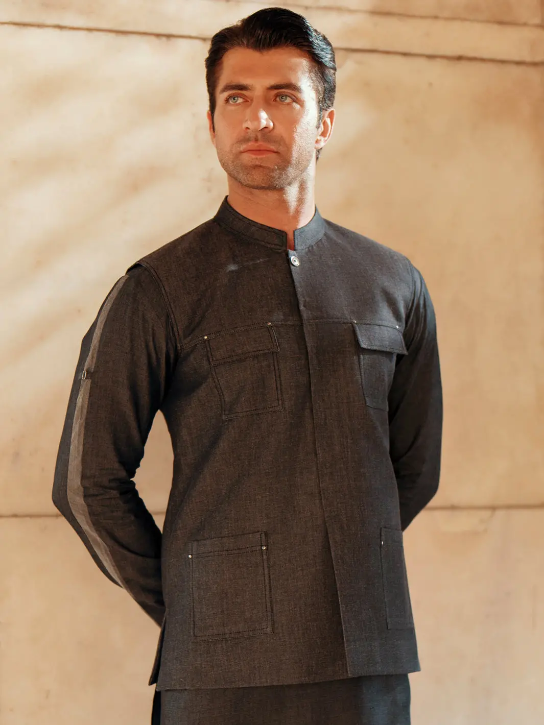 Charocal Grey Cotton Waistcoat - Al-Wc-542 1