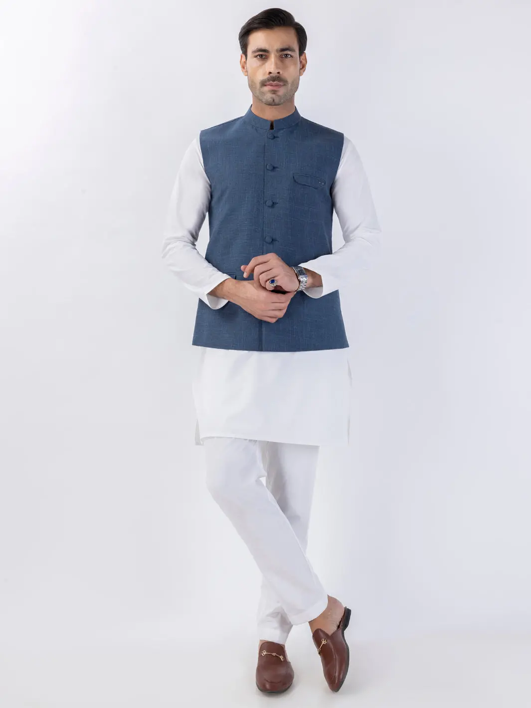 Blue Blended Waistcoat - Al-Wc-555 1