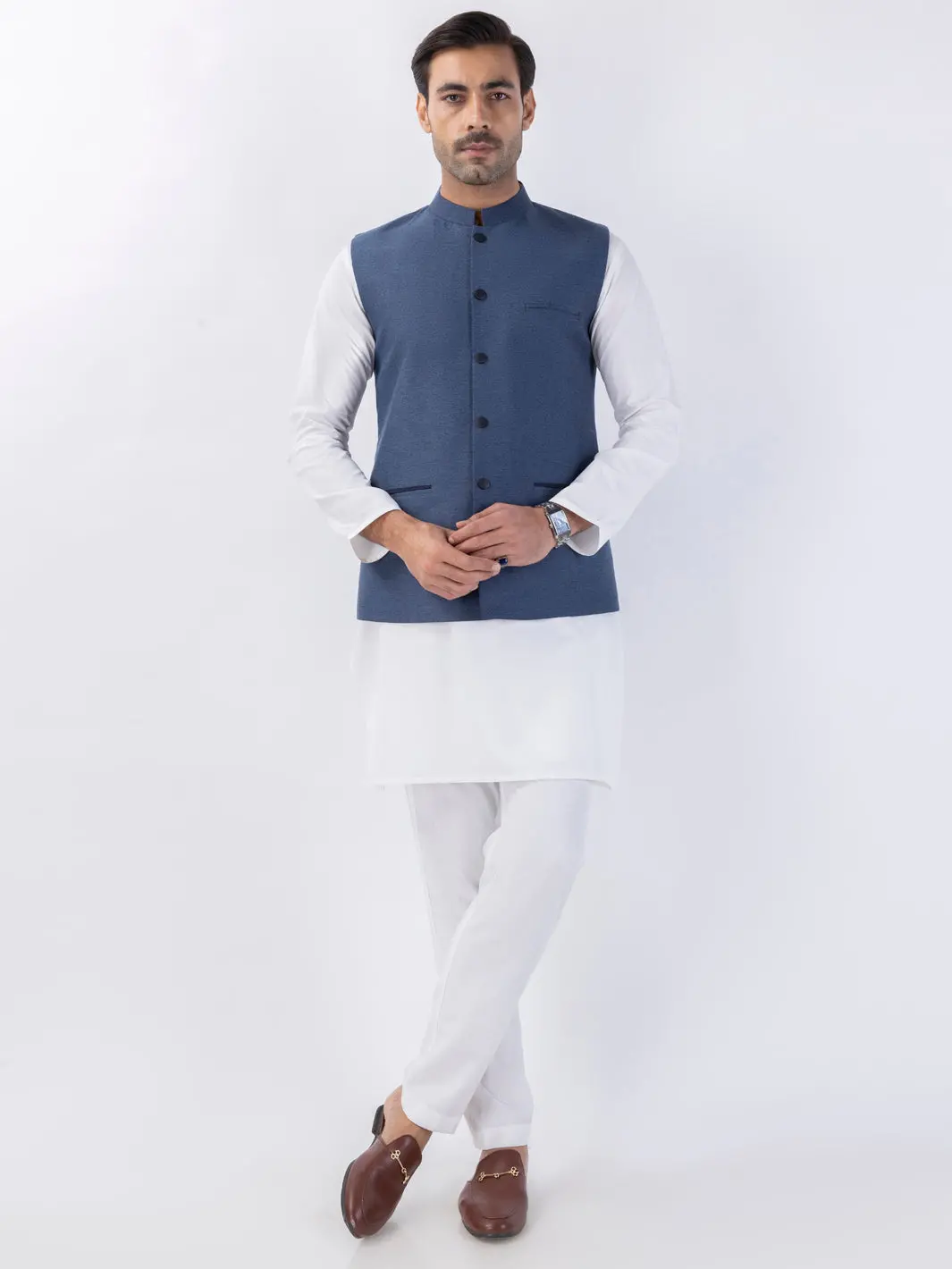 Blue Blended Waistcoat - Al-Wc-559 1