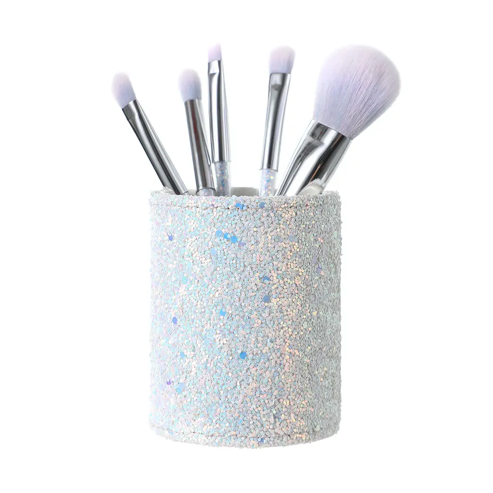 Sparkling Stars Makeup Brush Set In Cylinder Box(6Pcs)(White) 1