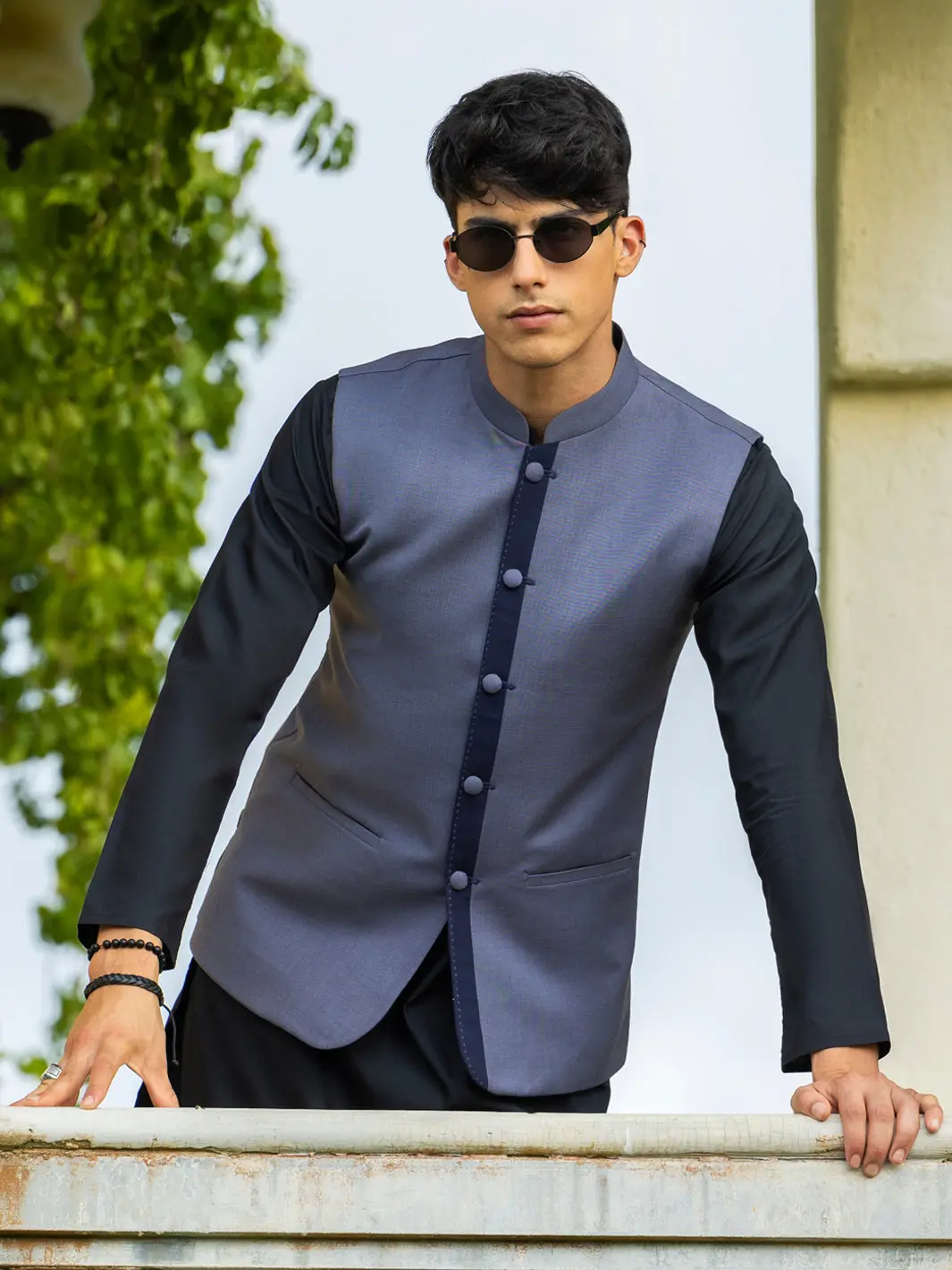 Blue Blended Waistcoat - Al-Wc-563 1