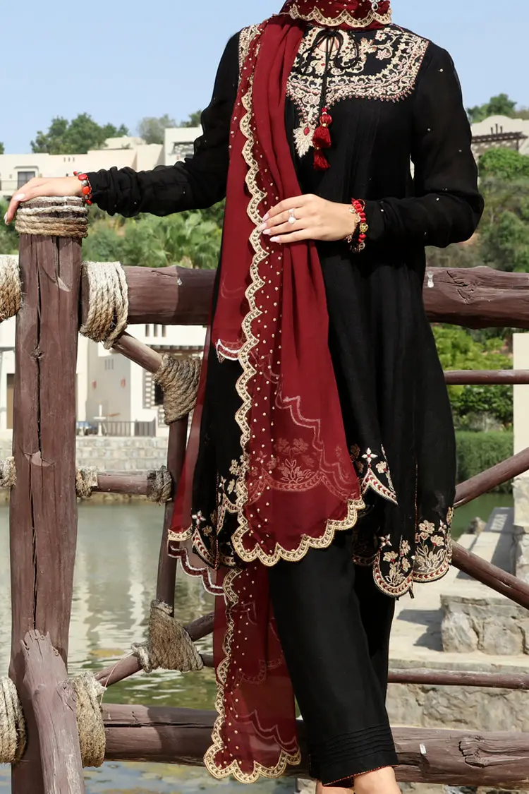 Black Viscose Net 3Pc Stitched - Alp-3Ps-566 1