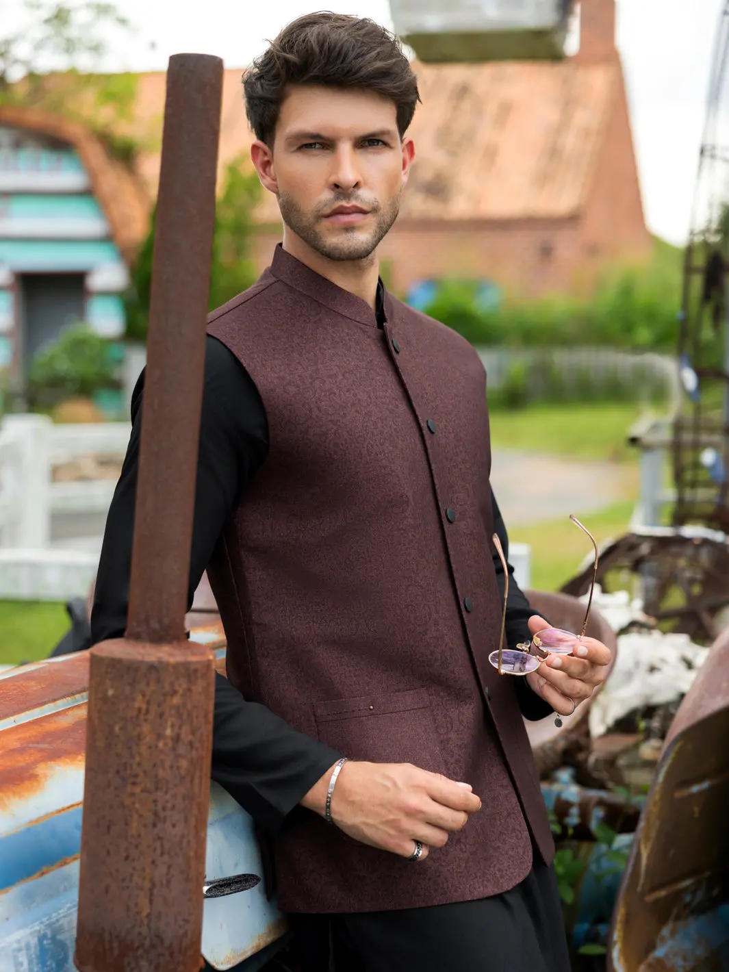 Maroon Polyester Waistcoat - Al-Wc-568A 1