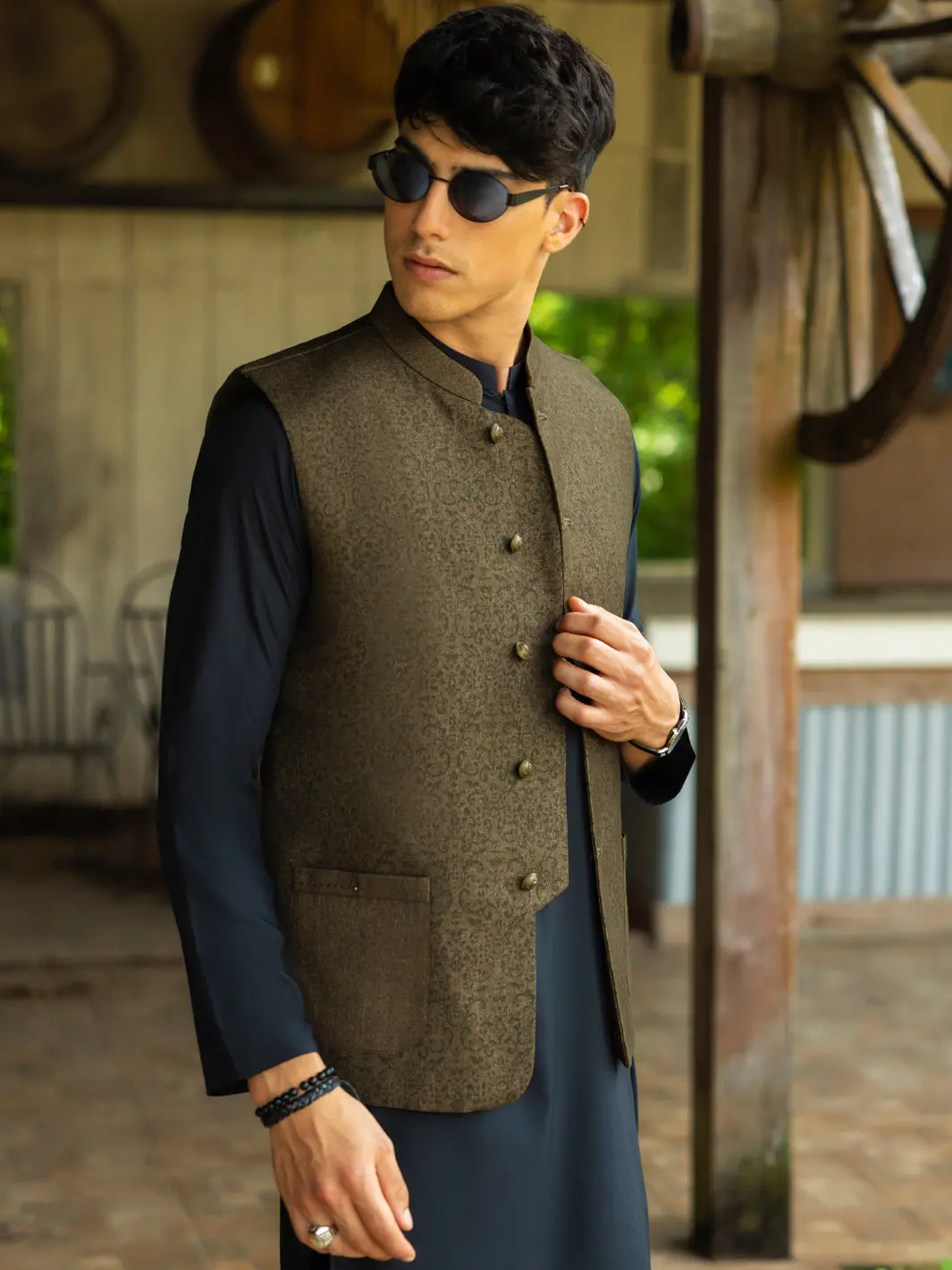 Green Polyester Waistcoat - Al-Wc-568B 1
