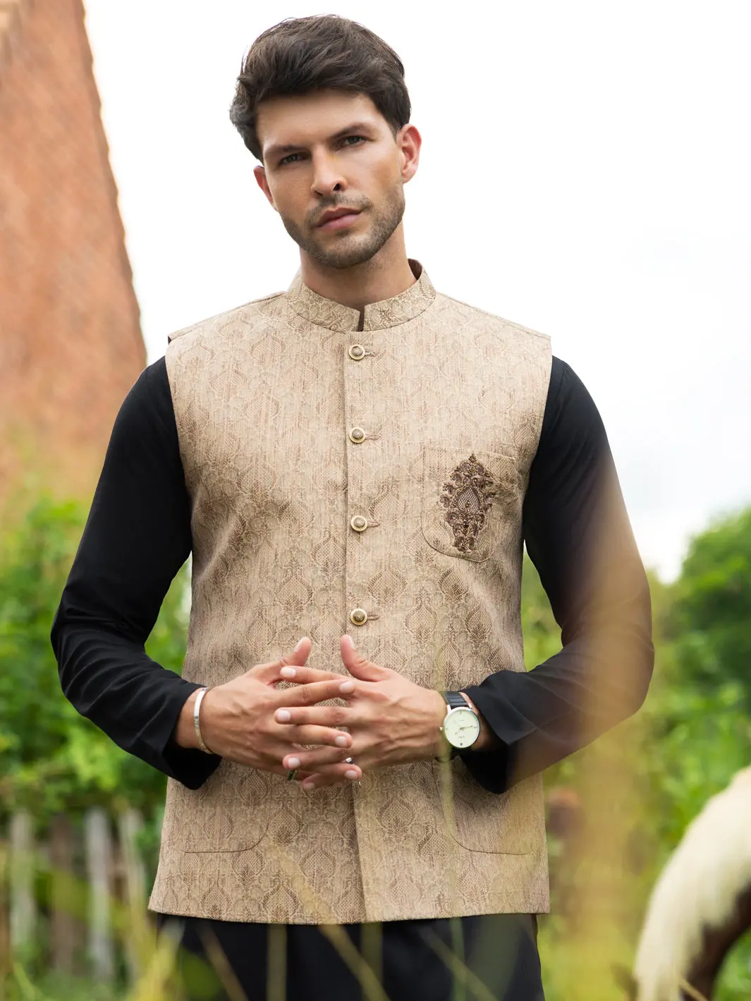 Fawn Polyester Waistcoat - Al-Wc-569 1