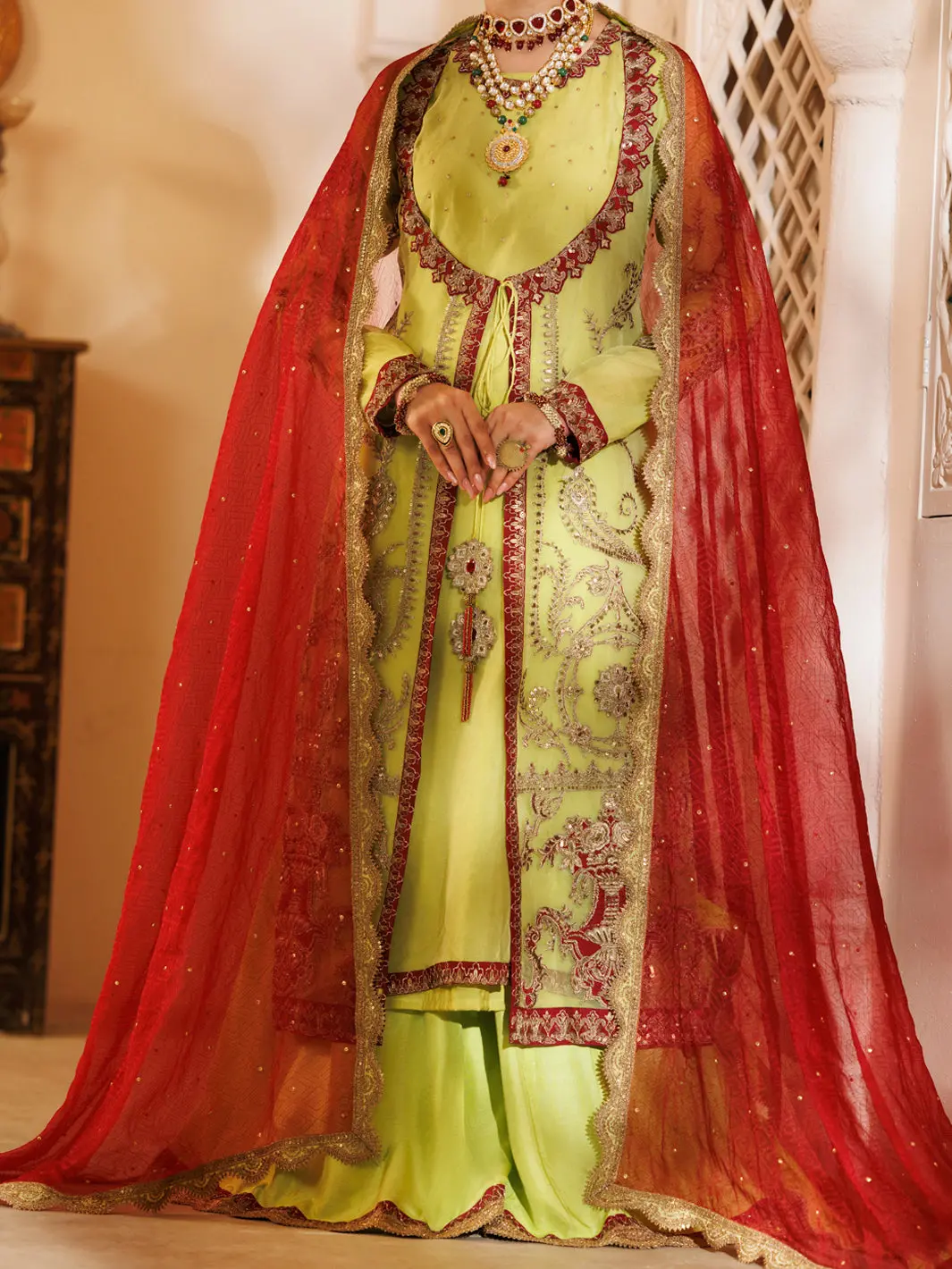 Green Light Organza Formal 3Pc Stitched - Al-3Ps-Ls-482 1