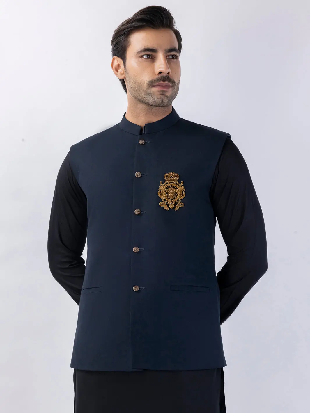 Midnight Blue Blended Waistcoat - Al-Wc-571A 1