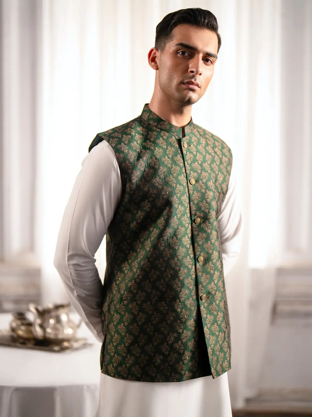 Green Blended Waistcoat - Al-Wc-570A 1