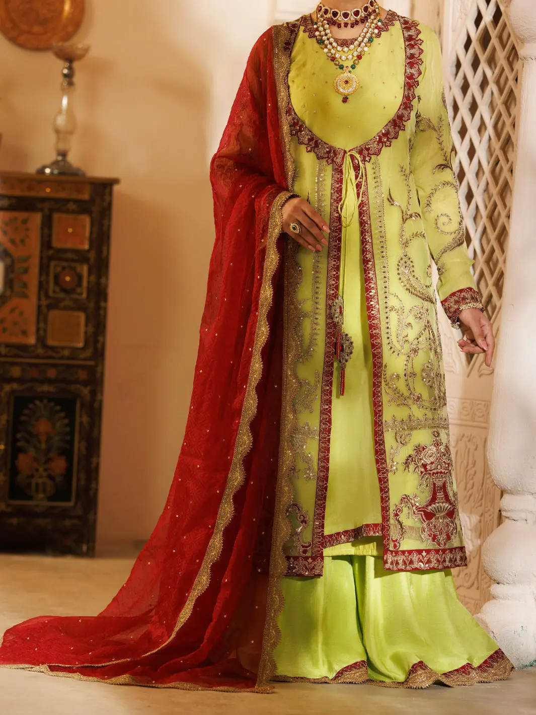 Green Light Organza Formal 3Pc Stitched - Al-3Ps-Ls-482 3
