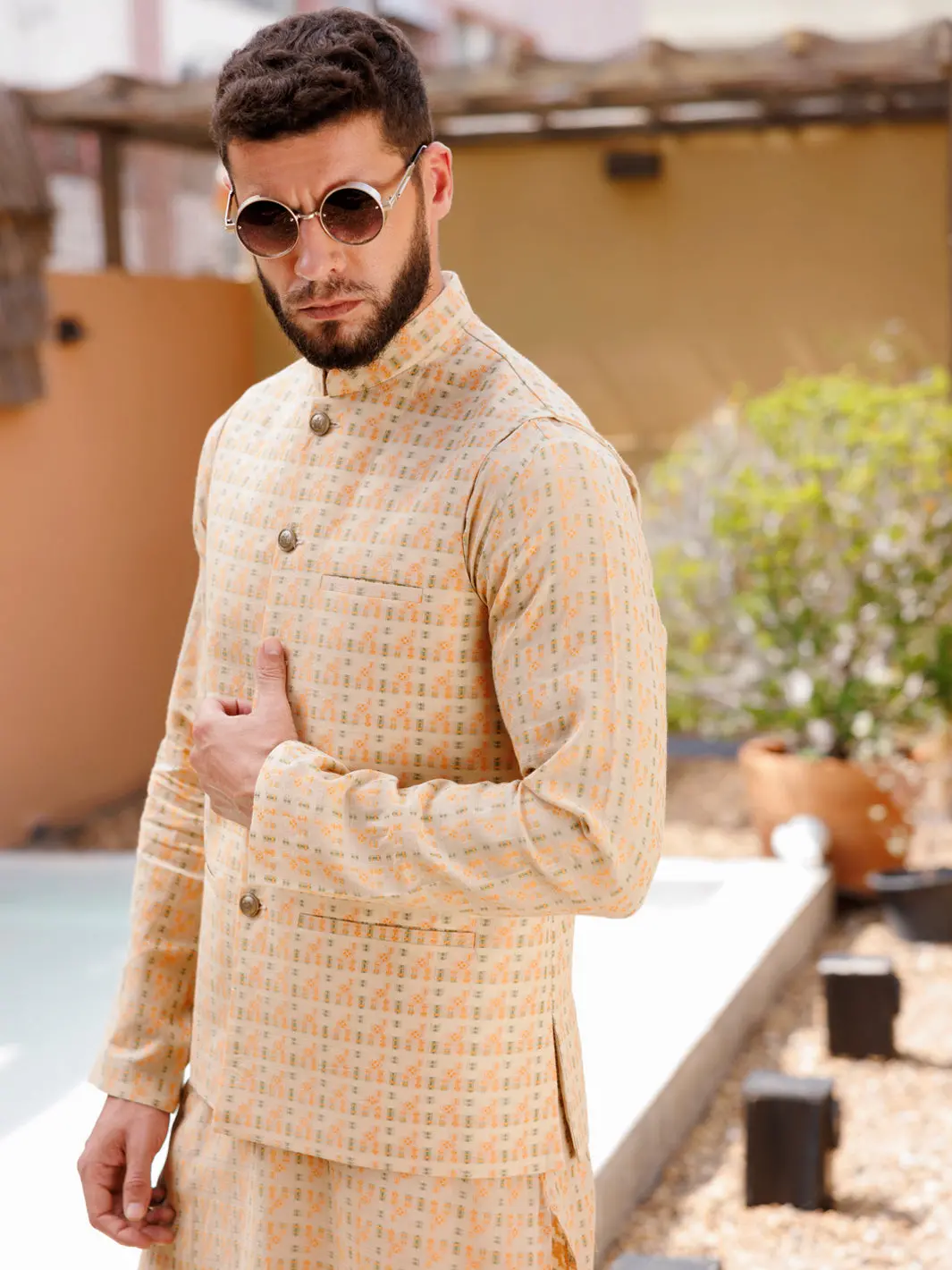 Beige Cotton Waistcoat - Al-Wc-580C 1