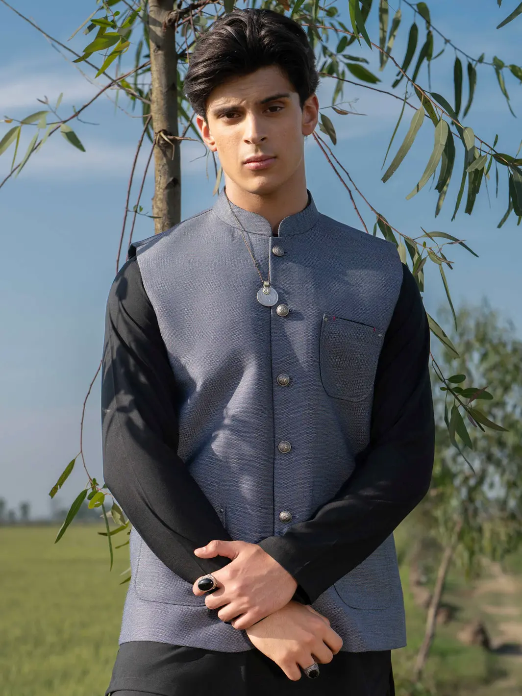 Blue Blended Waistcoat - Al-Wc-589 1