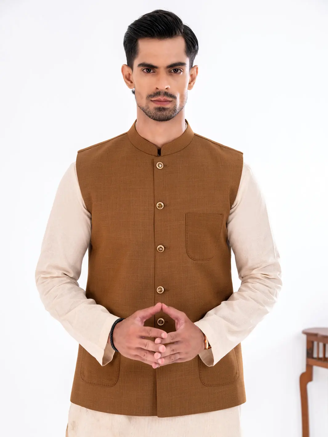 Beige Blended Waistcoat - Al-Wc-594 1