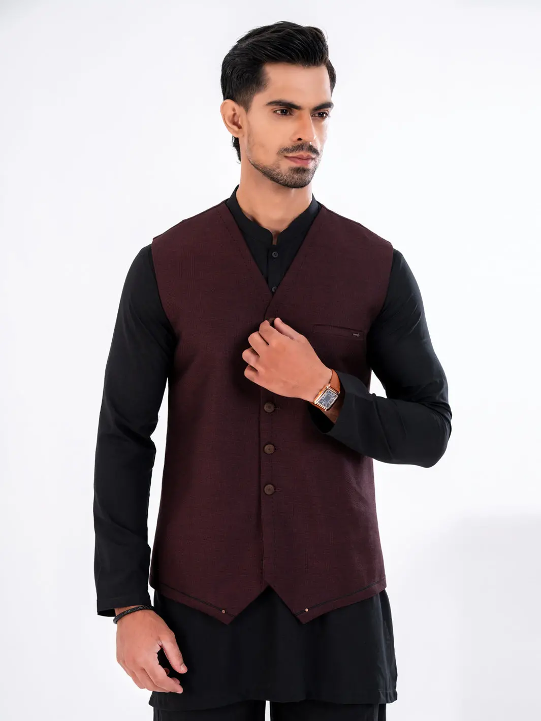 Maroon Blended Waistcoat - Al-Wc-595 1