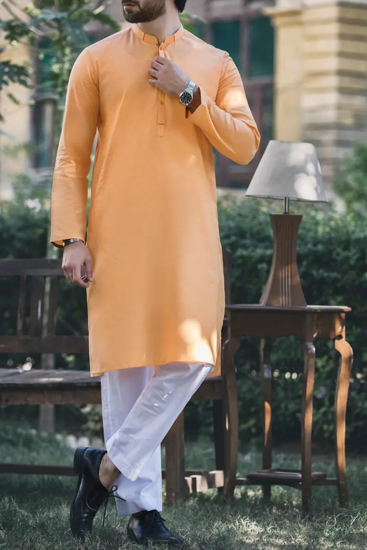 Yellow Cotton Kurta - Al-K-596 1