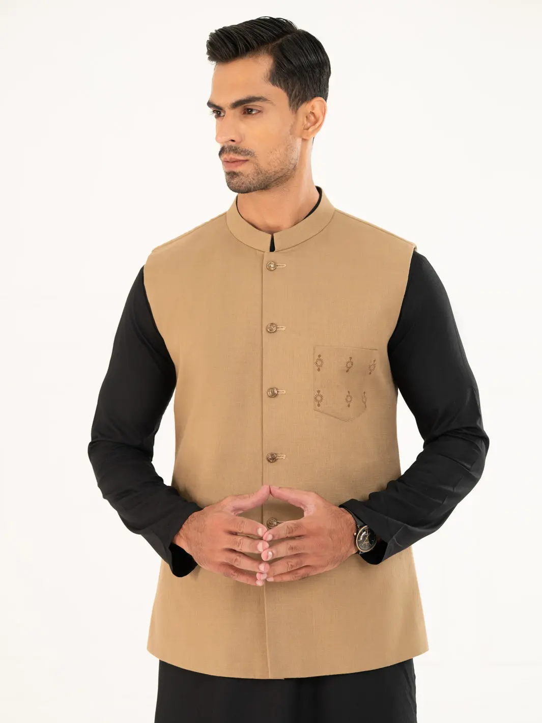 Beige Cotton Waistcoat - Al-Wc-613 1