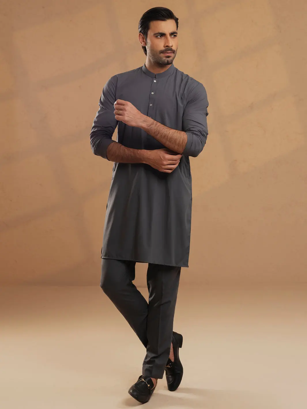 Grey Blended Unstitched Fabric - Al-Un-Jhr-6151 1