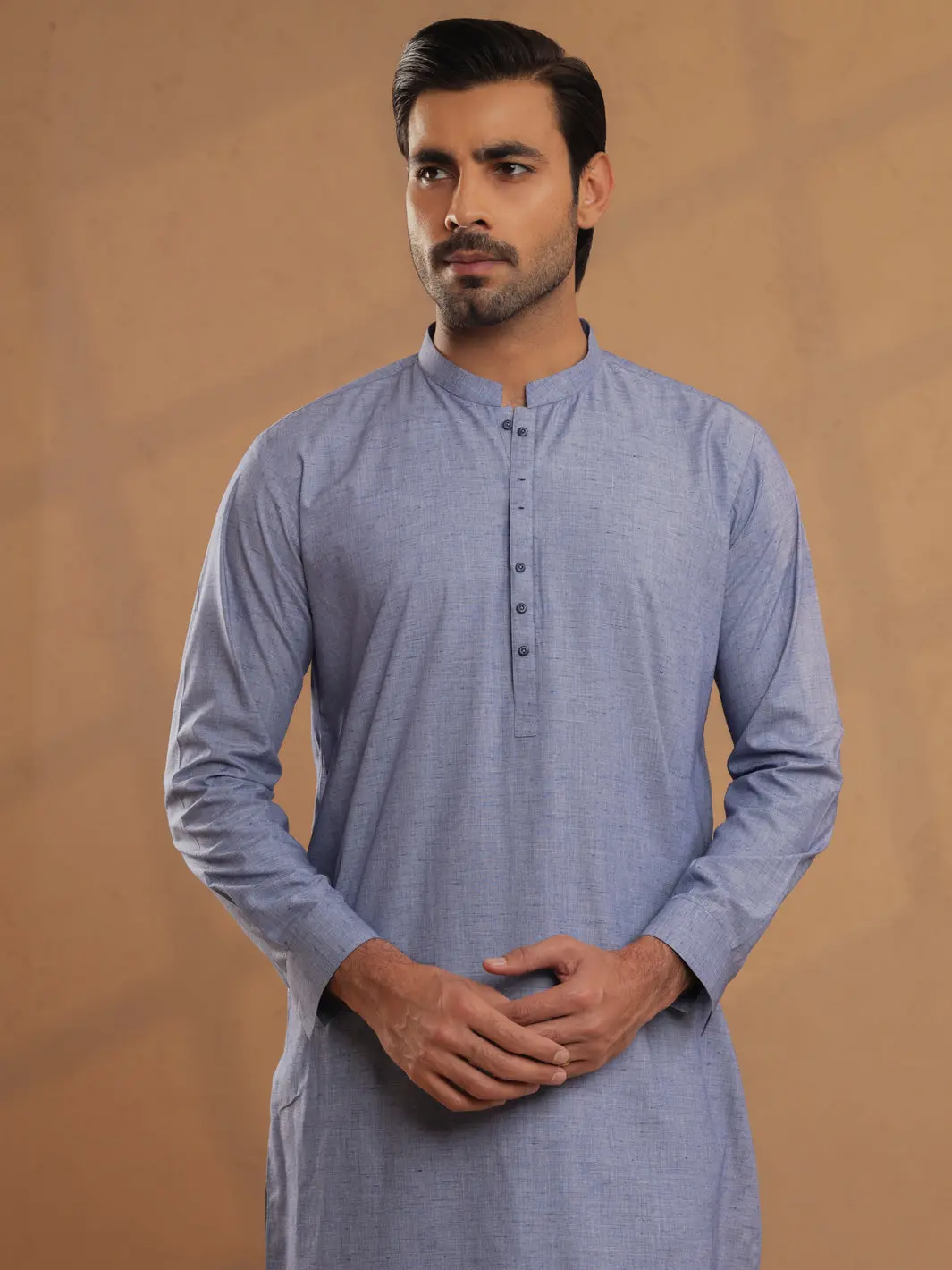 Blue Blended Unstitched Fabric - Al-Un-Stn-6192-Bx 1