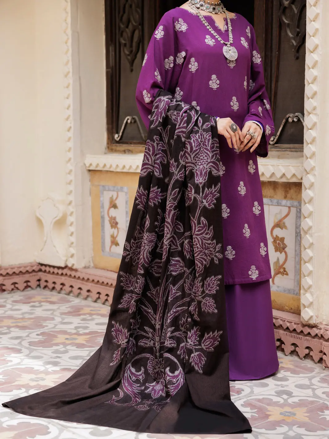 Purple Yarn Dyed 3Pc Stitched - Awp-3Ps-655 1