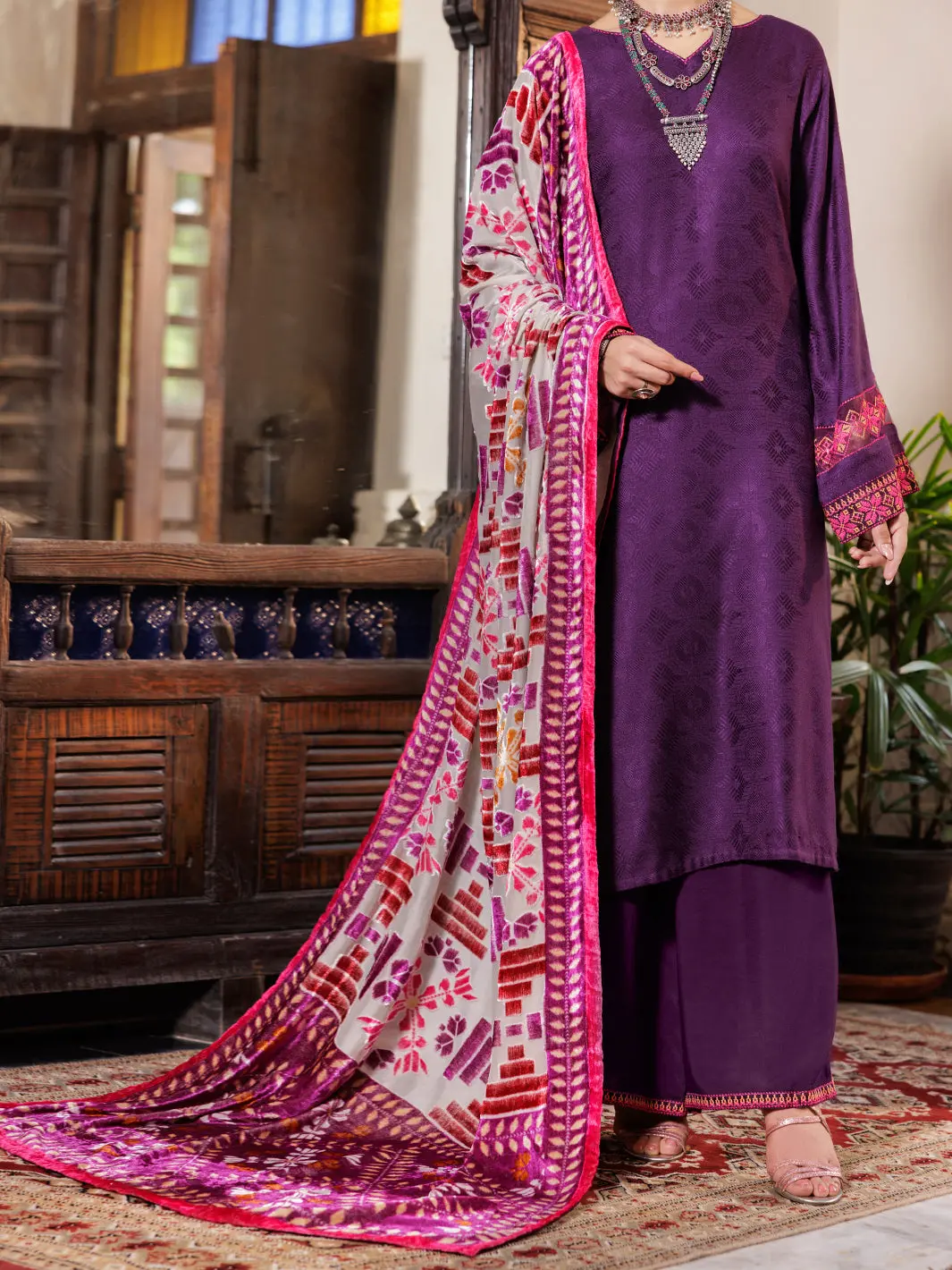 Purple Acrylic 3Pc Unstitched - Awp-3Ps-657 1