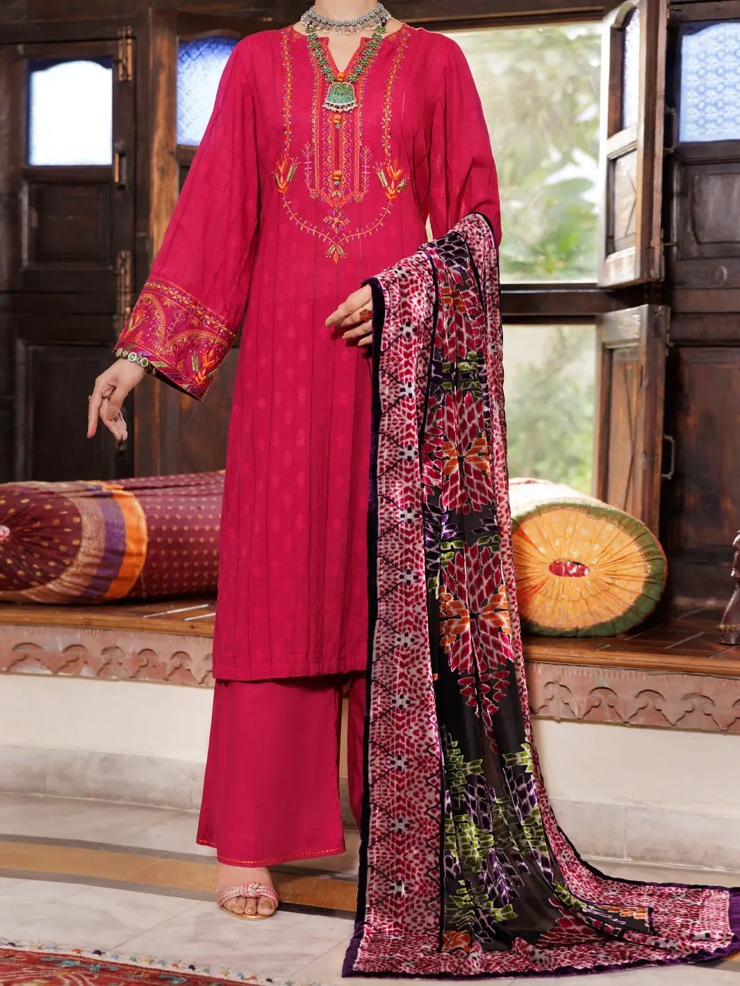 Fuchsia Acrylic 3Pc Unstitched - Awp-3Ps-660 1