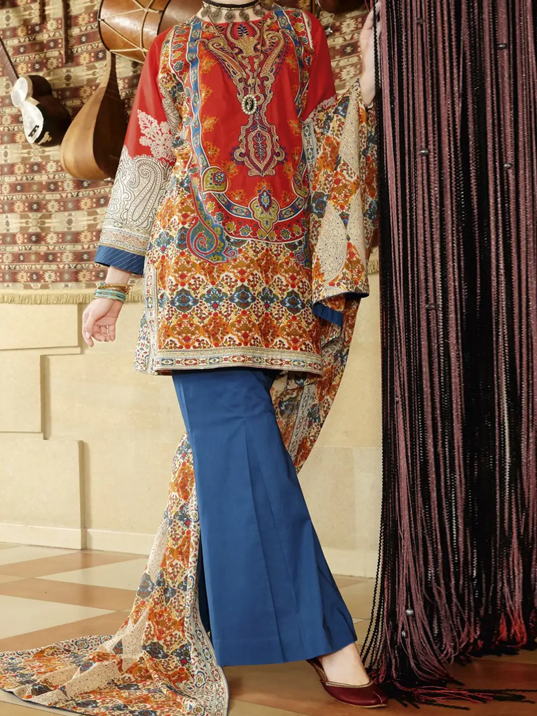 Red Lawn 3Pc Unstitched - Alp-669 1
