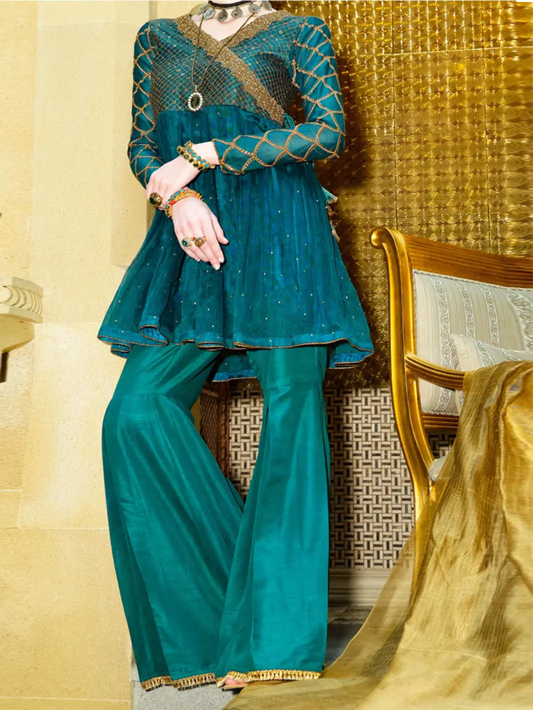 Turquoise Viscose 2Pc Stitched - Lks-644 1