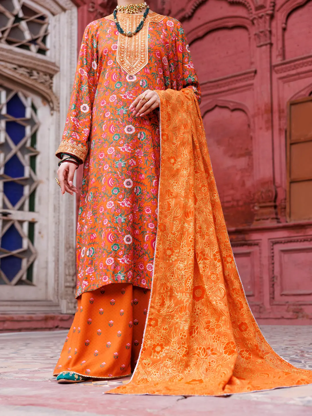 Orange Maple Silk 3Pc Unstitched - Awp-3Ps-670 1