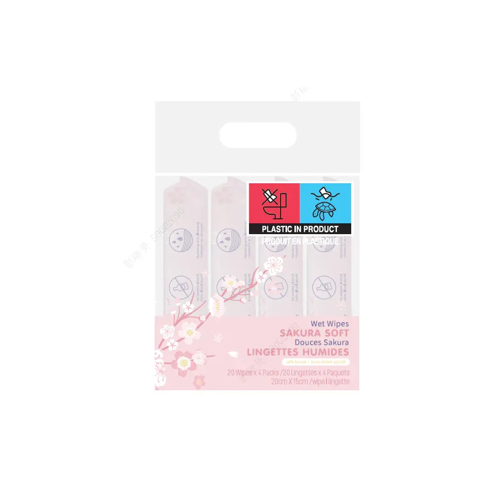 Sakura Blossom Series Wet Wipes (20 Wipes×4 Packs) 1
